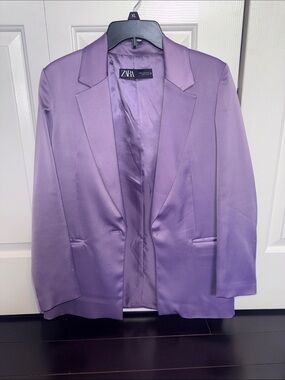 ZARA Lilac Satin-Lined Blazer